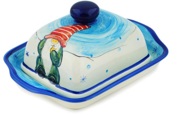 Butter Dishes | Ceramika Bona Butter Dish 8" Snow Gnome UNIKAT Butter Dishes Butter Dishes