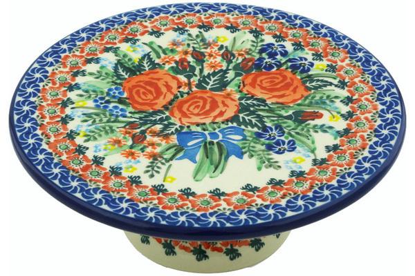 Cake Stands | Ceramika Artystyczna Cake Stand 8" Blue Ribbon Roses UNIKAT Cake Stands Cake Stands