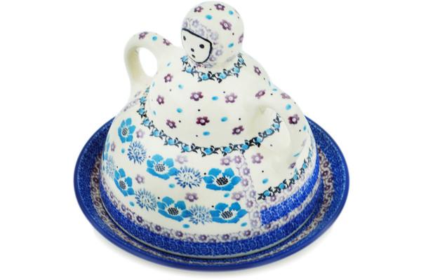 Cheese Dishes | Ceramika Artystyczna Cheese Lady 8" Blooming Blues Cheese Dishes Ceramika Artystyczna