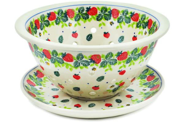 Colanders | Ceramika Artystyczna Colander with Plate 8" Berry Burst Colanders Ceramika Artystyczna