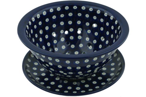 Colanders | Ceramika Artystyczna Colander with Plate 8" Blue Eyes Colanders Ceramika Artystyczna