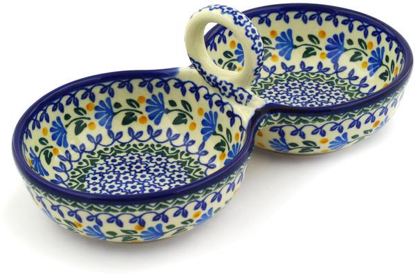 Condiment Dishes | Ceramika Artystyczna Condiment Dish 10" Blue Fan Flowers Condiment Dishes Ceramika Artystyczna