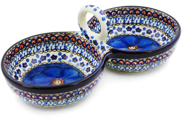 Condiment Dishes | Ceramika Artystyczna Condiment Dish 10" Cobalt Poppies UNIKAT Condiment Dishes Ceramika Artystyczna