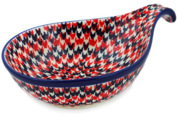 Condiment Dishes | Ceramika Artystyczna Condiment Dish 7" Red Houndstooth Condiment Dishes Ceramika Artystyczna