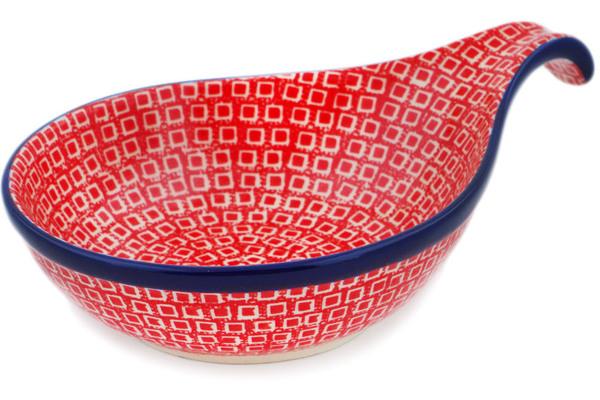 Condiment Dishes | Ceramika Artystyczna Condiment Dish 7" Red Squares UNIKAT Condiment Dishes Ceramika Artystyczna