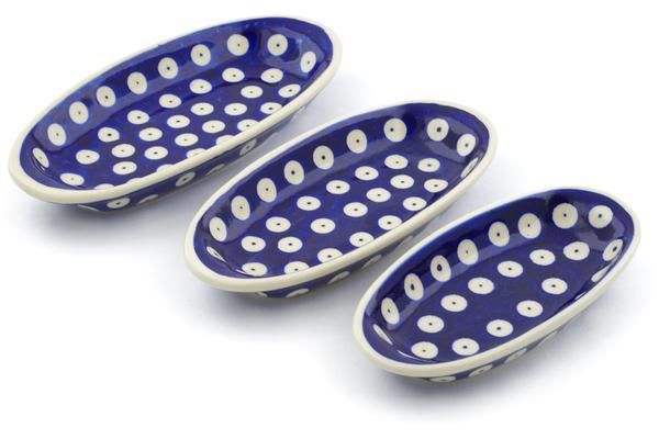 Condiment Dishes | Ceramika Bona Condiment set of 3 nesting dishes: 7u00bc-inch, 6u00bd-inch, 5u00be-inch Blue Eyed Peacock Condiment Dishes Ceramika Bona