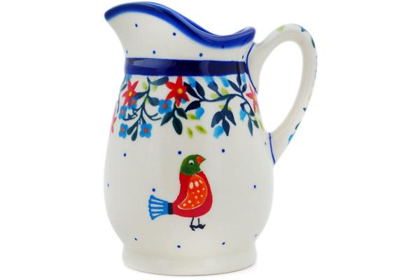 Creamers | Ceramika Bona Creamer 10 oz Pretty Bird Floral UNIKAT Creamers Ceramika Bona