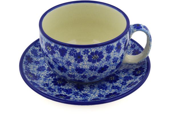 Cups | Ceramika Artystyczna Cup with Saucer 13 oz Misty Dragonfly Cups Ceramika Artystyczna