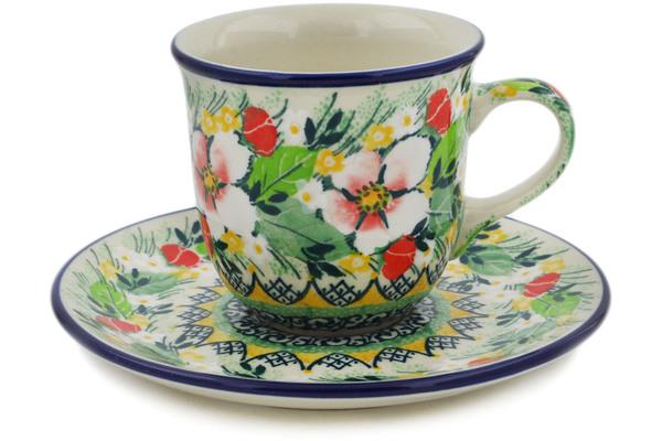 Cups | Ceramika Artystyczna Cup with Saucer 7 oz Country Boutique UNIKAT Cups Ceramika Artystyczna