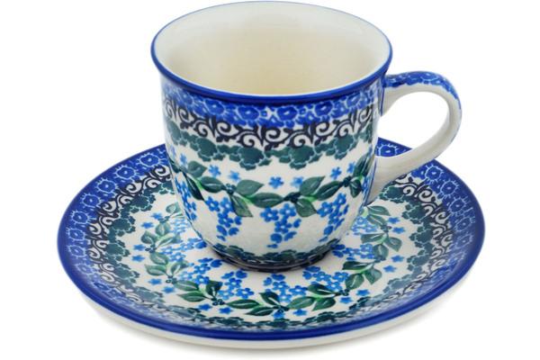 Cups | Ceramika Artystyczna Cup with Saucer 7 oz Wisteria Cups Ceramika Artystyczna