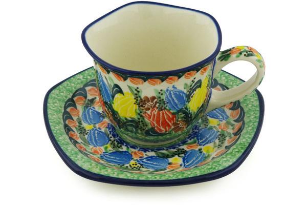 Cups | Ceramika Artystyczna Cup with Saucer 8 oz Don Quixote UNIKAT Cups Ceramika Artystyczna