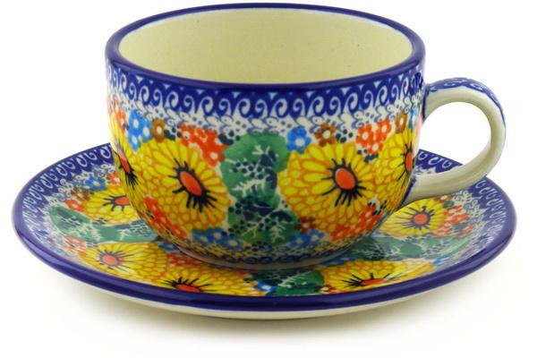 Cups | Ceramika Artystyczna Cup with Saucer 9 oz Enchanted Spring UNIKAT Cups & Mugs Ceramika Artystyczna