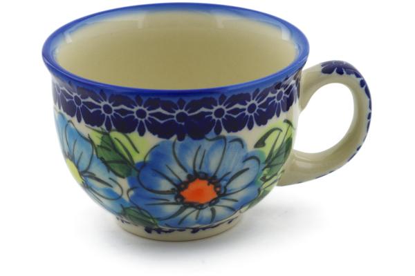 Cups | Ceramika Bona Cup 8 oz Bold Blue Poppies UNIKAT Cups Ceramika Bona