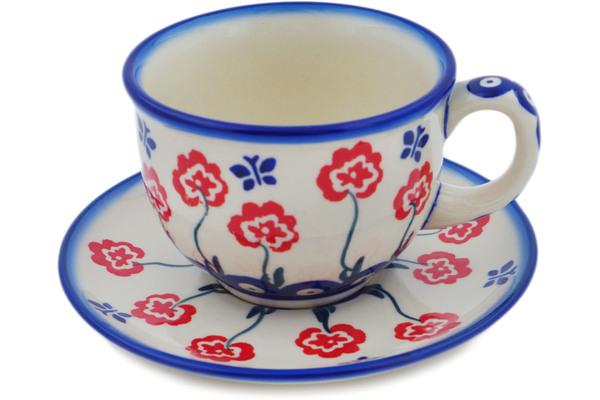 Cups | Ceramika Bona Cup with Saucer 7 oz Blue Eye Spring Cups Ceramika Bona