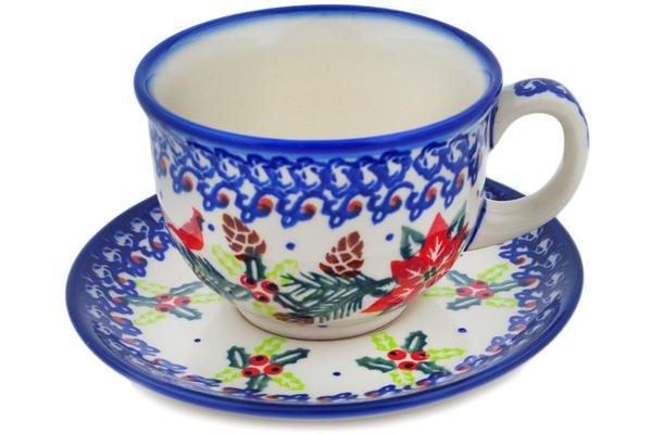 Cups | Ceramika Bona Cup with Saucer 7 oz Cardinalu0027s Home UNIKAT Cups Ceramika Bona