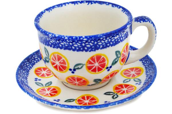 Cups | Ceramika Bona Cup with Saucer 7 oz Citrus Craze Cups Ceramika Bona