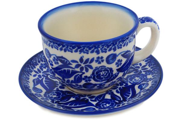 Cups | Ceramika Bona Cup with Saucer 7 oz Cobalt Dreams Cups Ceramika Bona