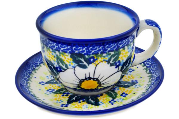 Cups | Ceramika Nina Cup with Saucer 7 oz Floral Fantasy Cups Ceramika Nina