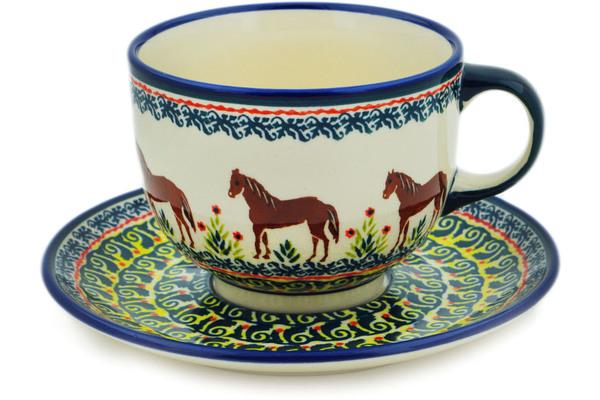 Cups | Zaklady Ceramiczne Cup with Saucer 18 oz Field Horse Cups Cups