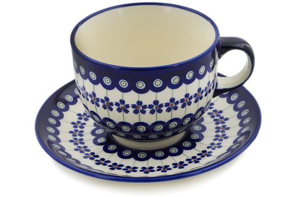 Cups | Zaklady Ceramiczne Cup with Saucer 18 oz Flowering Peacock Cups Cups