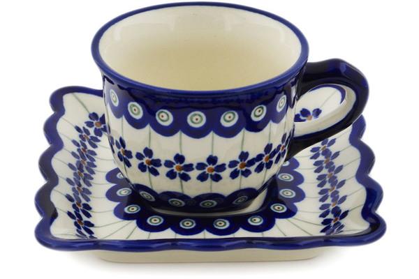 Cups | Zaklady Ceramiczne Cup with Saucer 6 oz Flowering Peacock Cups Cups