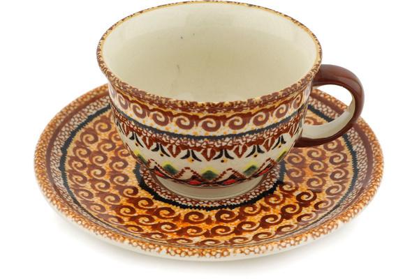 Cups | Zaklady Ceramiczne Cup with Saucer 7 oz Rustic Diamond UNIKAT Cups Cups