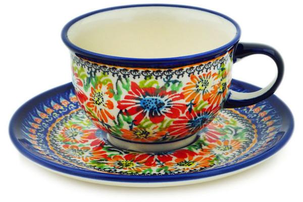 Cups | Zaklady Ceramiczne Cup with Saucer 7 oz Warm Fields UNIKAT Cups Cups