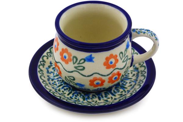 Cups | Zaklady Ceramiczne Espresso Cup with Saucer 3 oz Tulip Vines Cups Cups