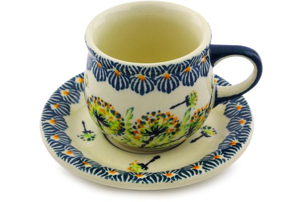 Cups | Zaklady Ceramiczne Espresso Cup with Saucer 3 oz Yellow Dandelions Cups Cups