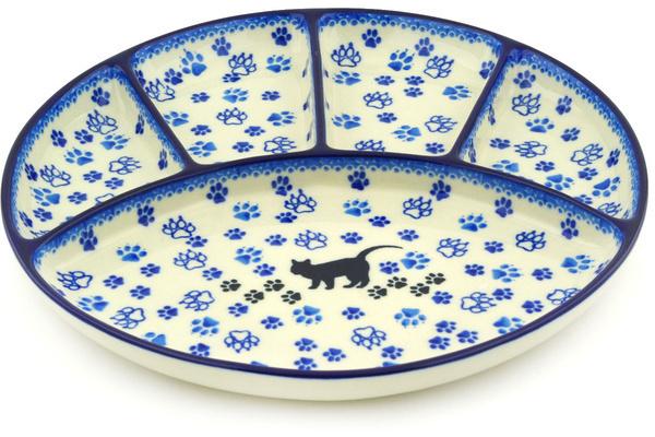 Dishes | Ceramika Artystyczna Divided Dish 10" Boo Boo Kitty Paws Dishes Ceramika Artystyczna