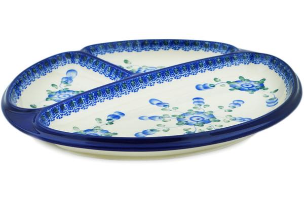 Dishes | Ceramika Artystyczna Divided Dish 11" Blue Poppies Dishes Ceramika Artystyczna