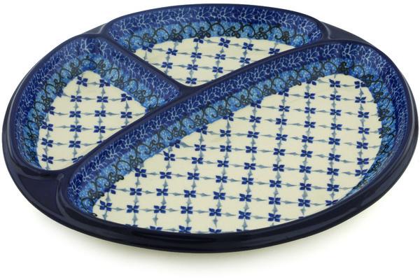 Dishes | Ceramika Artystyczna Divided Dish 11" Blue Vine Trellis Dishes Ceramika Artystyczna