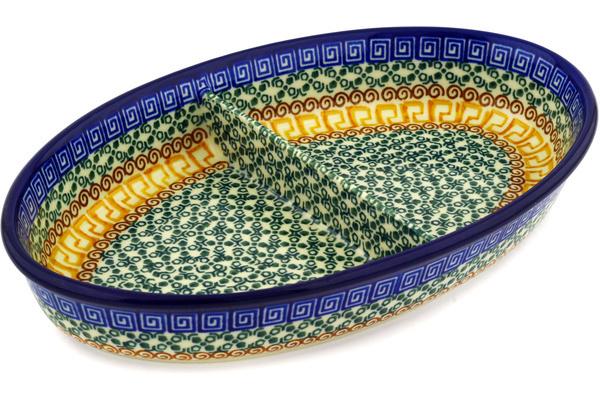 Dishes | Ceramika Artystyczna Divided Dish 11" Grecian Sea Dishes Ceramika Artystyczna