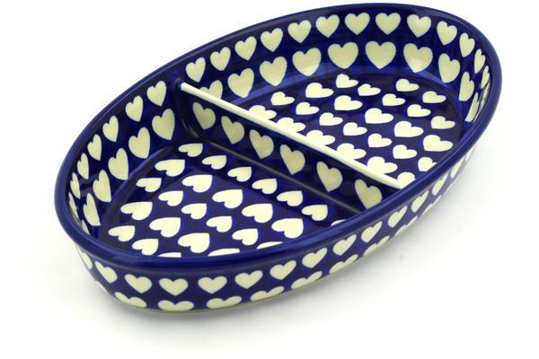 Dishes | Ceramika Artystyczna Divided Dish 11" Hypnotic Hearts Dishes Ceramika Artystyczna