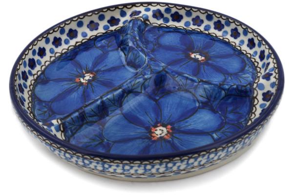 Dishes | Ceramika Artystyczna Divided Dish 7" Cobalt Poppies UNIKAT Dishes Ceramika Artystyczna