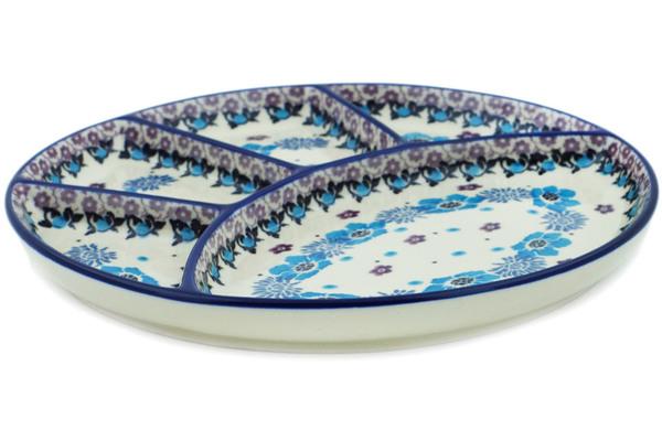 Dishes | Ceramika Artystyczna Divided Dish 9" Blooming Blues Dishes Ceramika Artystyczna