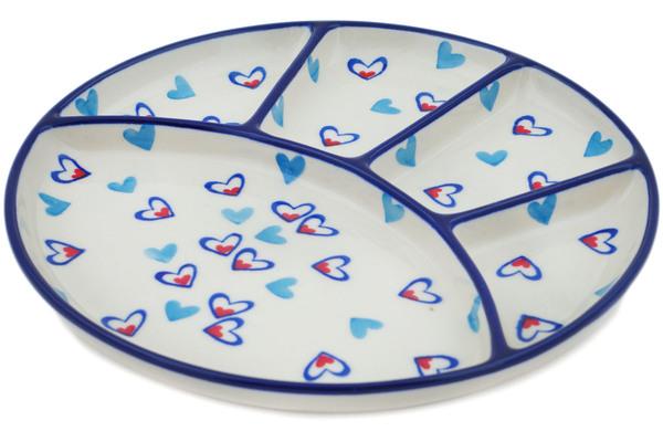 Dishes | Ceramika Artystyczna Divided Dish 9" Dancing Hearts Dishes Ceramika Artystyczna