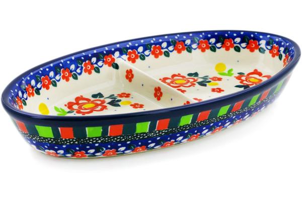 Dishes | Ceramika Artystyczna Divided Dish 9" Floral Puzzles UNIKAT Dishes Ceramika Artystyczna