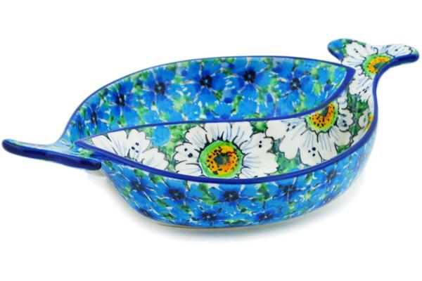 Dishes | Ceramika Artystyczna Divided Dish 9" Pansies And Daisies UNIKAT Dishes Ceramika Artystyczna