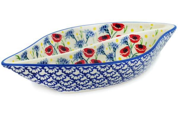 Dishes | Manufaktura Divided Dish 12" Poppies And Cornflowers UNIKAT Dishes Dishes