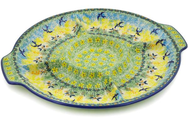 Dishes | Manufaktura Divided Dish 14" Birds In The Sunset UNIKAT Dishes Dishes