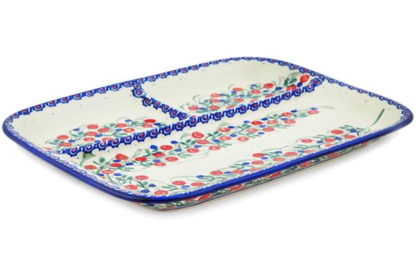 Dishes | Millena Divided Dish 12" Patriotic Blooms UNIKAT Dishes Dishes