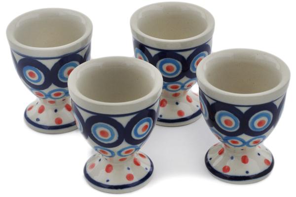 Egg Holders | Ceramika Artystyczna 4-Piece Egg Holder Set Modern Peacock Egg Holders Ceramika Artystyczna