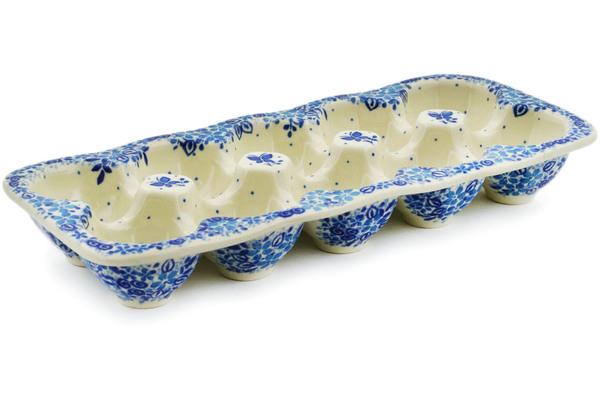 Egg Plates | Ceramika Artystyczna Egg Crate 11" Delicate Blue UNIKAT Egg Plates Ceramika Artystyczna