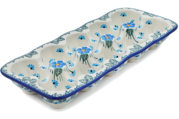 Egg Plates | Ceramika Artystyczna Egg Crate 11" Forget Me Not UNIKAT Egg Plates Ceramika Artystyczna