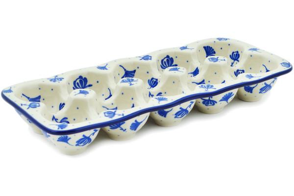 Egg Plates | Ceramika Artystyczna Egg Crate 11" Lily Of Nile Egg Plates Ceramika Artystyczna