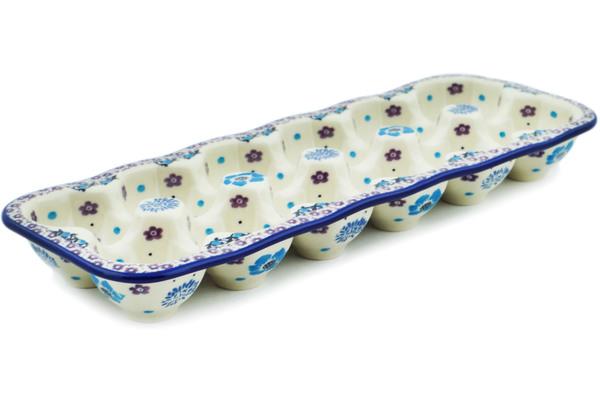 Egg Plates | Ceramika Artystyczna Egg Crate 13" Blooming Blues Egg Plates Ceramika Artystyczna