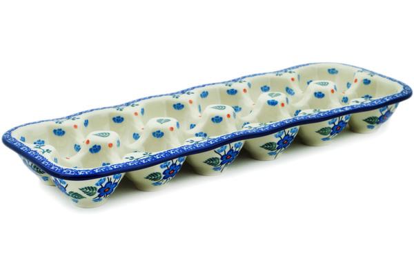 Egg Plates | Ceramika Artystyczna Egg Crate 13" Blue Blossom Egg Plates Ceramika Artystyczna