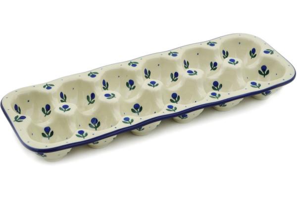 Egg Plates | Ceramika Artystyczna Egg Crate 13" Blue Buds Egg Plates Ceramika Artystyczna