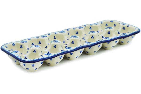 Egg Plates | Ceramika Artystyczna Egg Crate 13" Blue Grapevine Egg Plates Ceramika Artystyczna